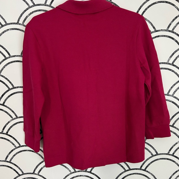 Lacoste Long Sleeve Magenta Polo Shirt Size 4 - Picture 4 of 4